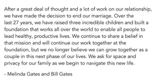突发！66岁比尔•盖茨宣布结束27年婚姻 1300亿美元怎么分？