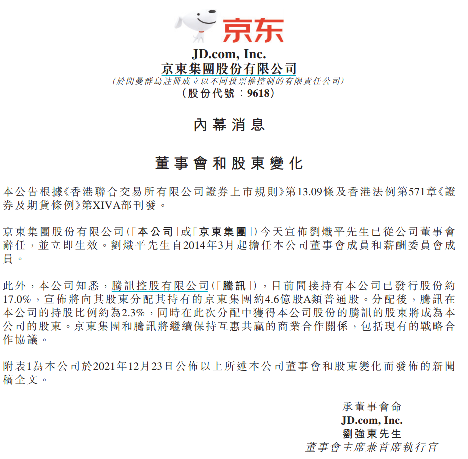 突然暴跌10%！腾讯近乎清仓式减持京东！1000亿股票直接送给腾讯股民_ 证券时报网